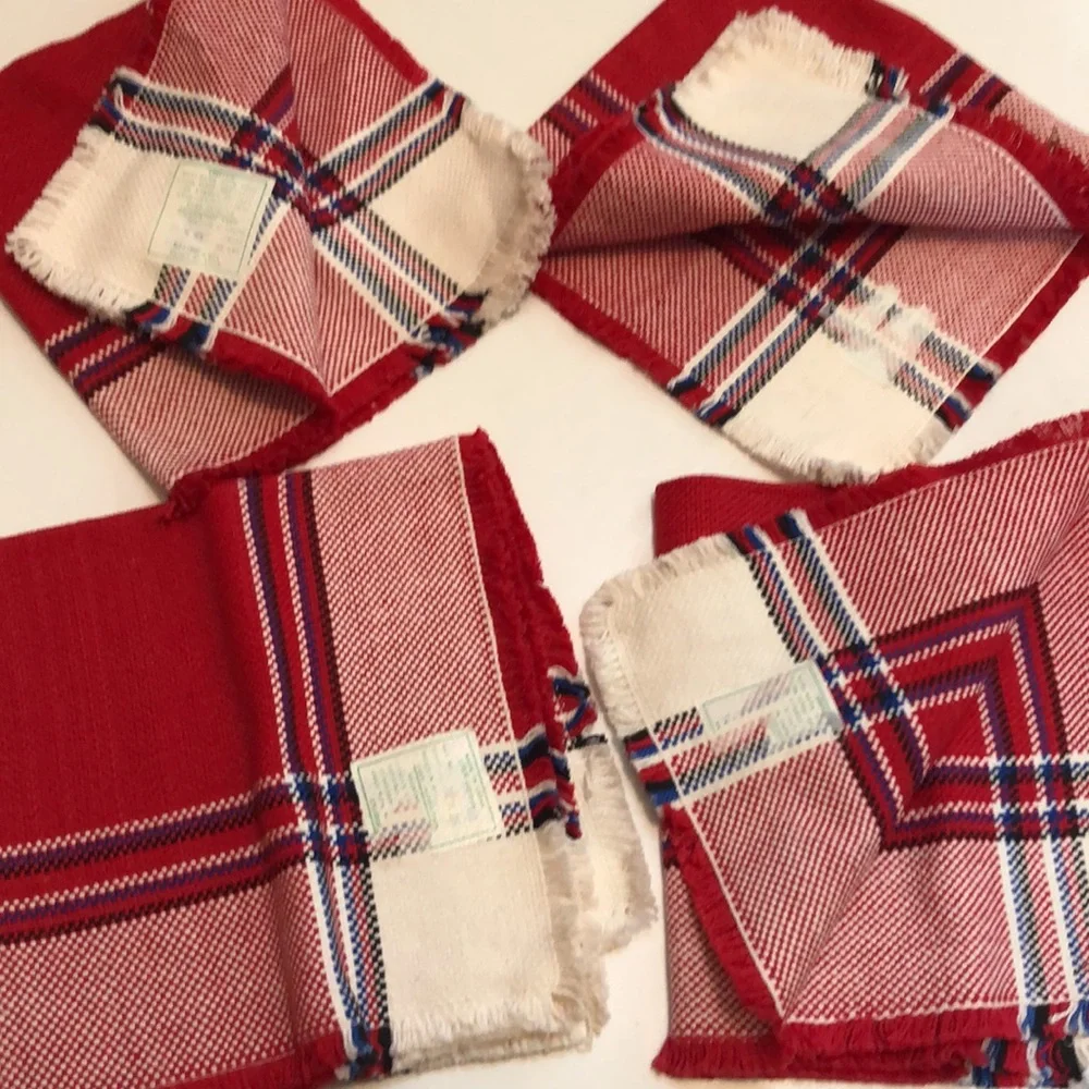 Norwegian woven napkins cloth vintage woven napkins Vintage Woven USA JULY 4th